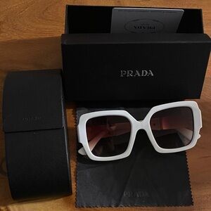 Prada White Sunglasses with Black Case